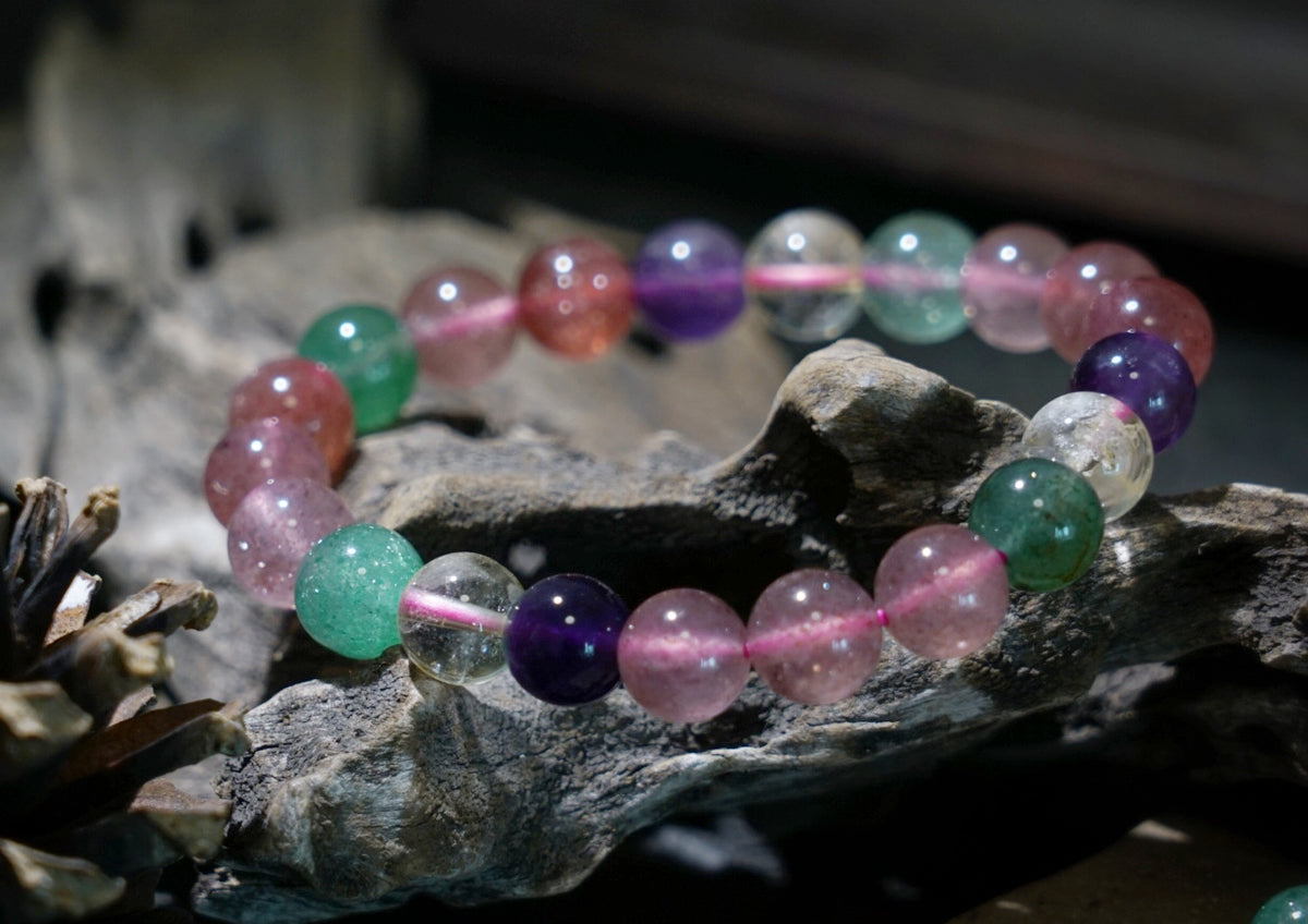 Strawberry Quartz & Amethyst Bracelet – Mixed Crystal Beads product photo 11