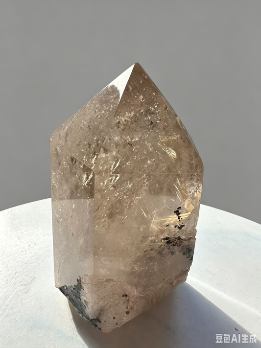 Massive 945g Smoky Garden Quartz Tower | Rare Golden Rutilated Quartz & Lodolite Specimen