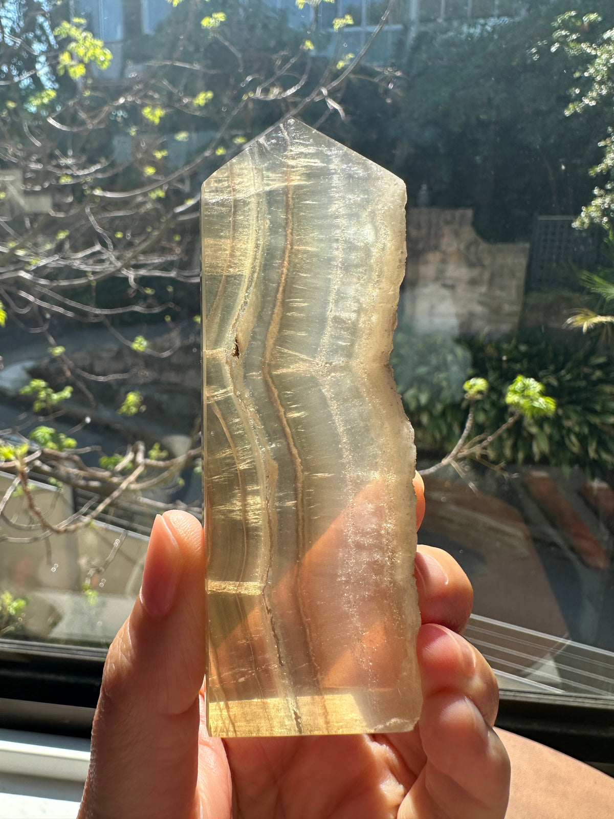 Yellow Fluorite Flat Tower | Natural Crystal 8–10cm