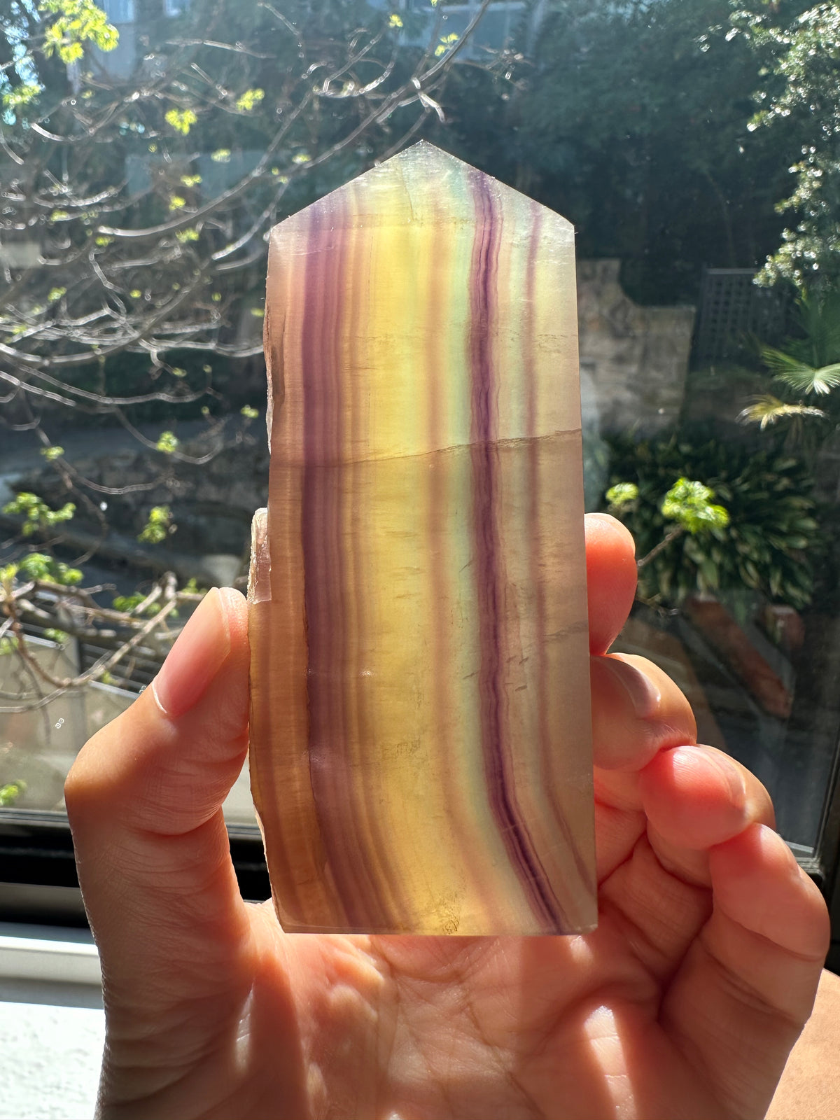 Yellow Fluorite Flat Tower | Natural Crystal 8–10cm