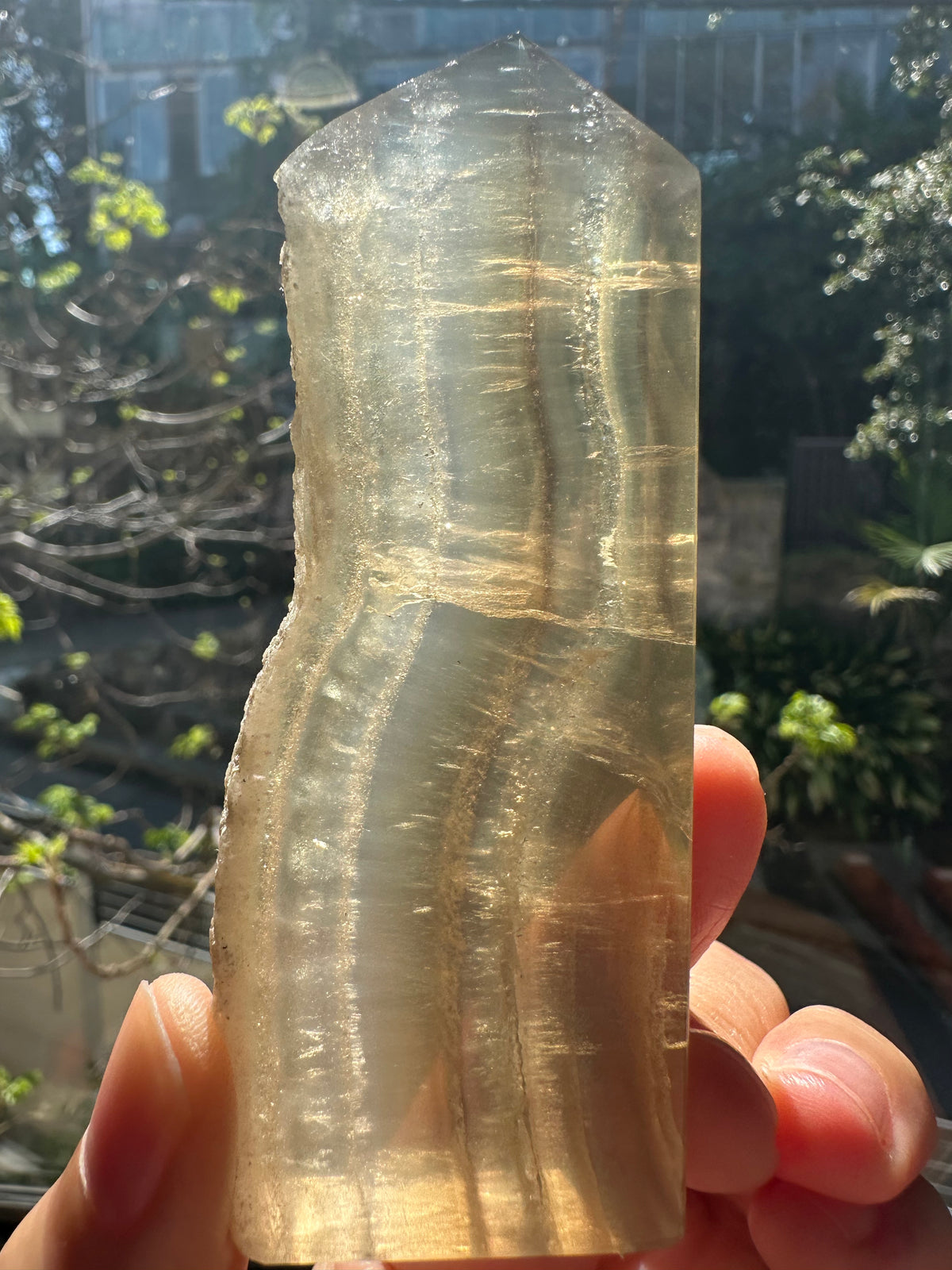 Yellow Fluorite Flat Tower | Natural Crystal 8–10cm