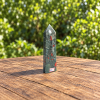 Large African Bloodstone Tower, 19cm Red & Green Crystal Point, 503g, Exact No.5