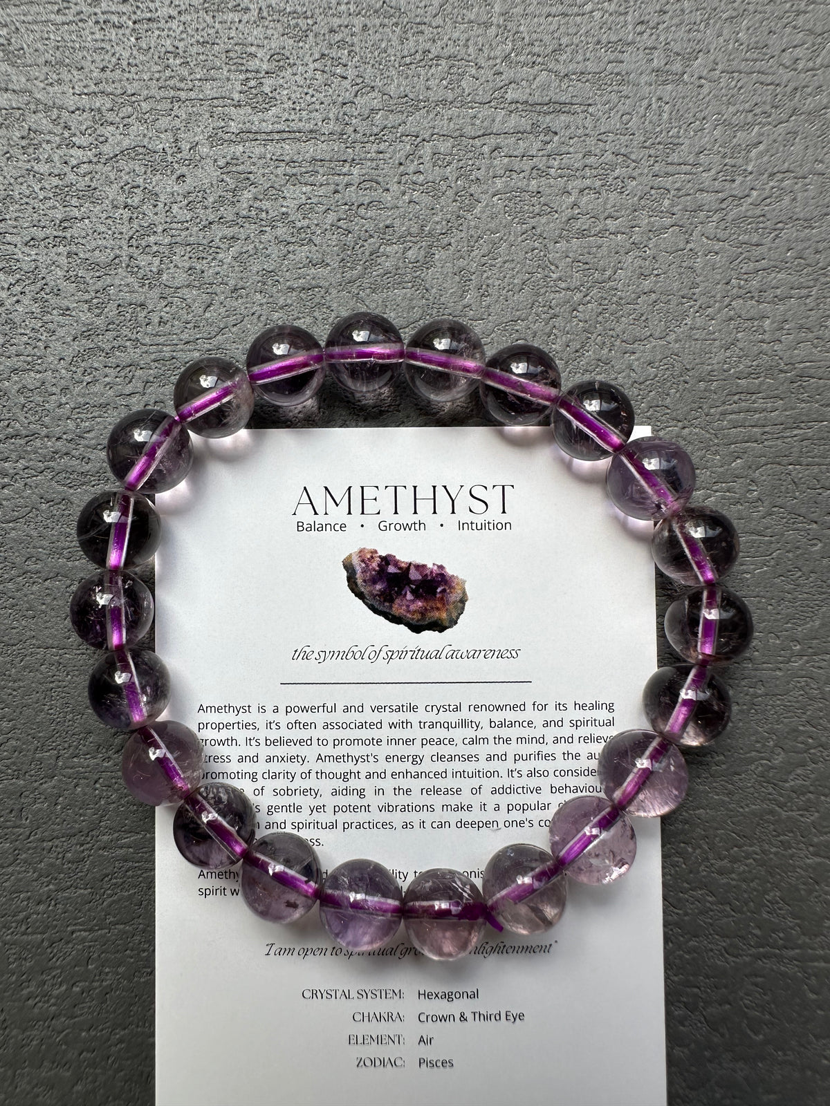 Brazilian Amethyst Bracelet, Natural 8mm Crystal Beads – product overview