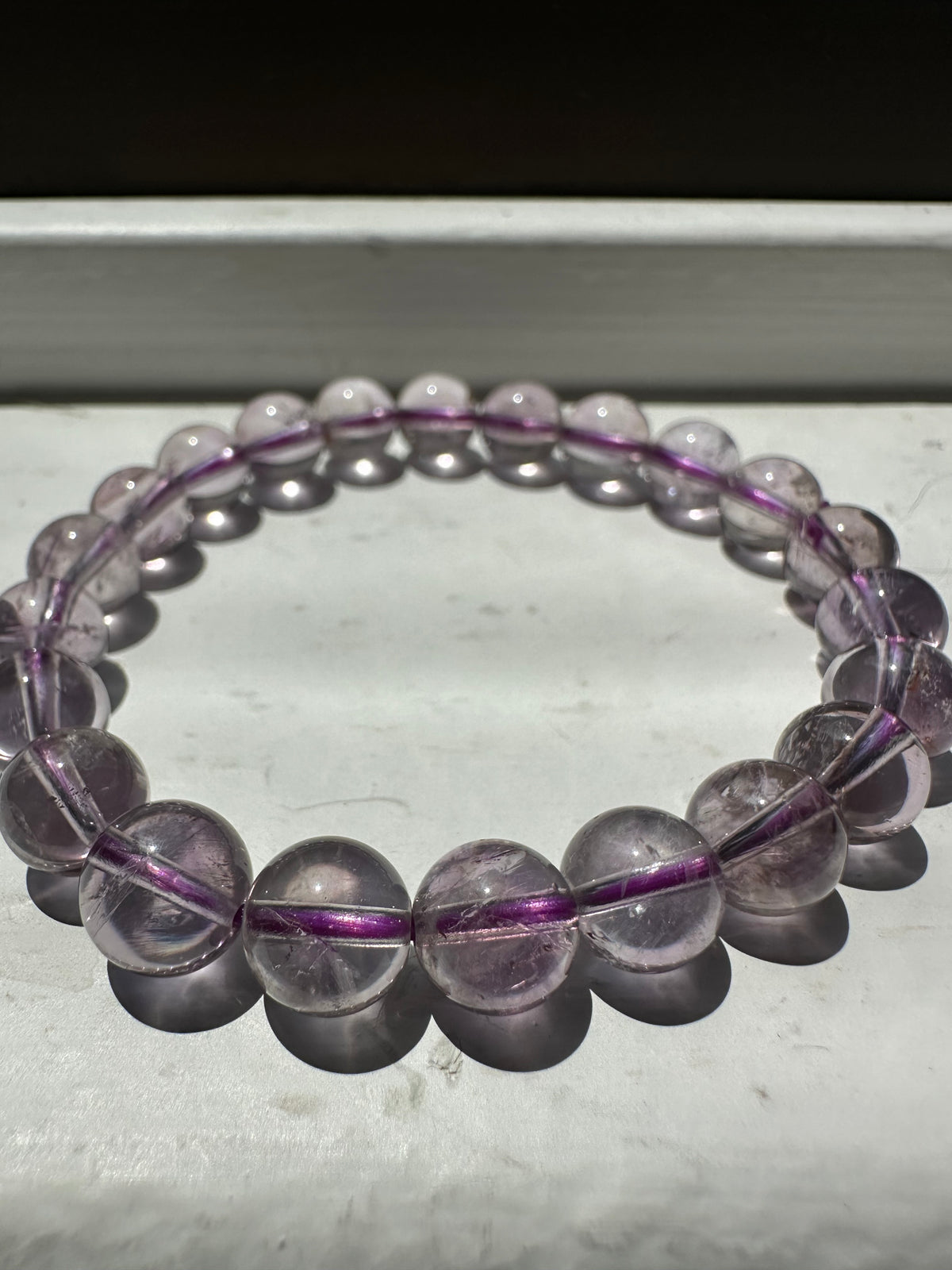 Brazilian Amethyst Bracelet, Natural 8mm Crystal Beads – alternate view 2