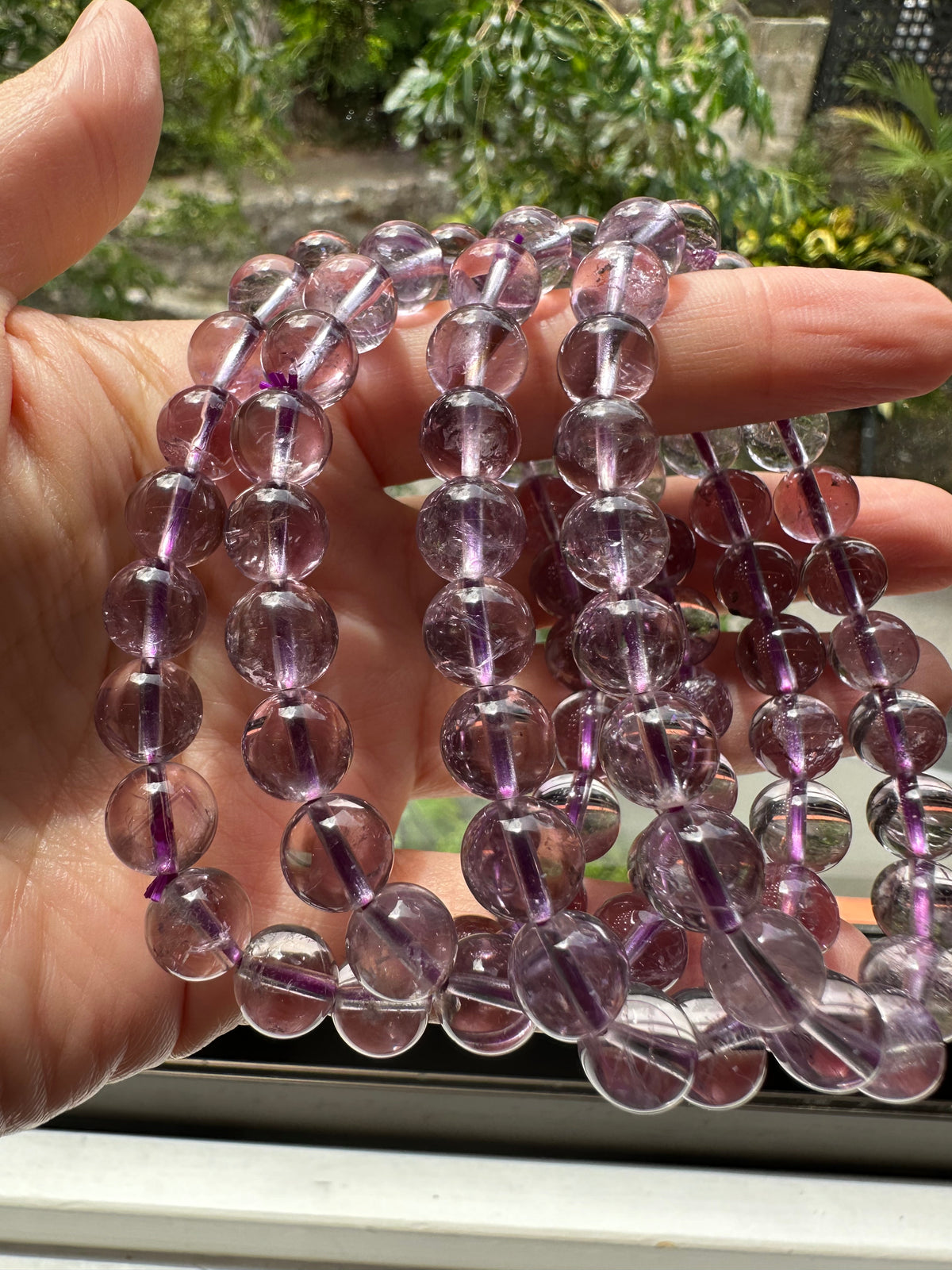 Brazilian Amethyst Bracelet, Natural 8mm Crystal Beads – alternate view 5