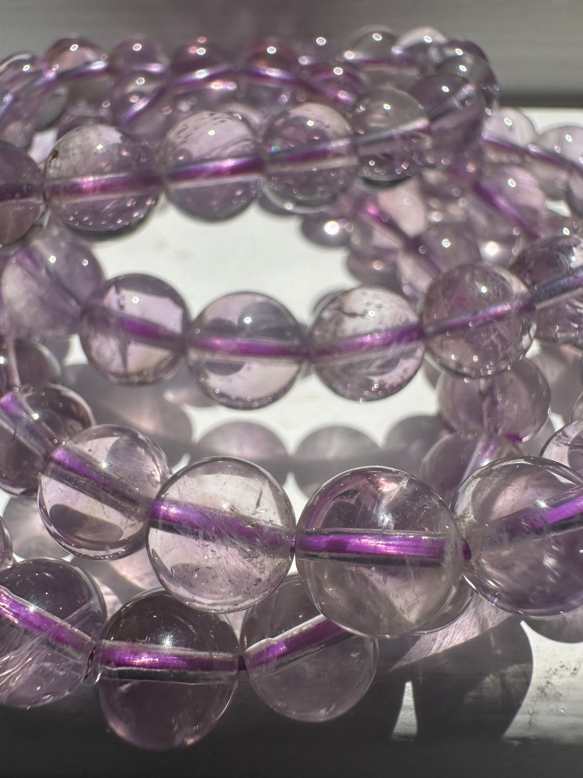 Brazilian Amethyst Bracelet, Natural 8mm Crystal Beads – alternate view 7