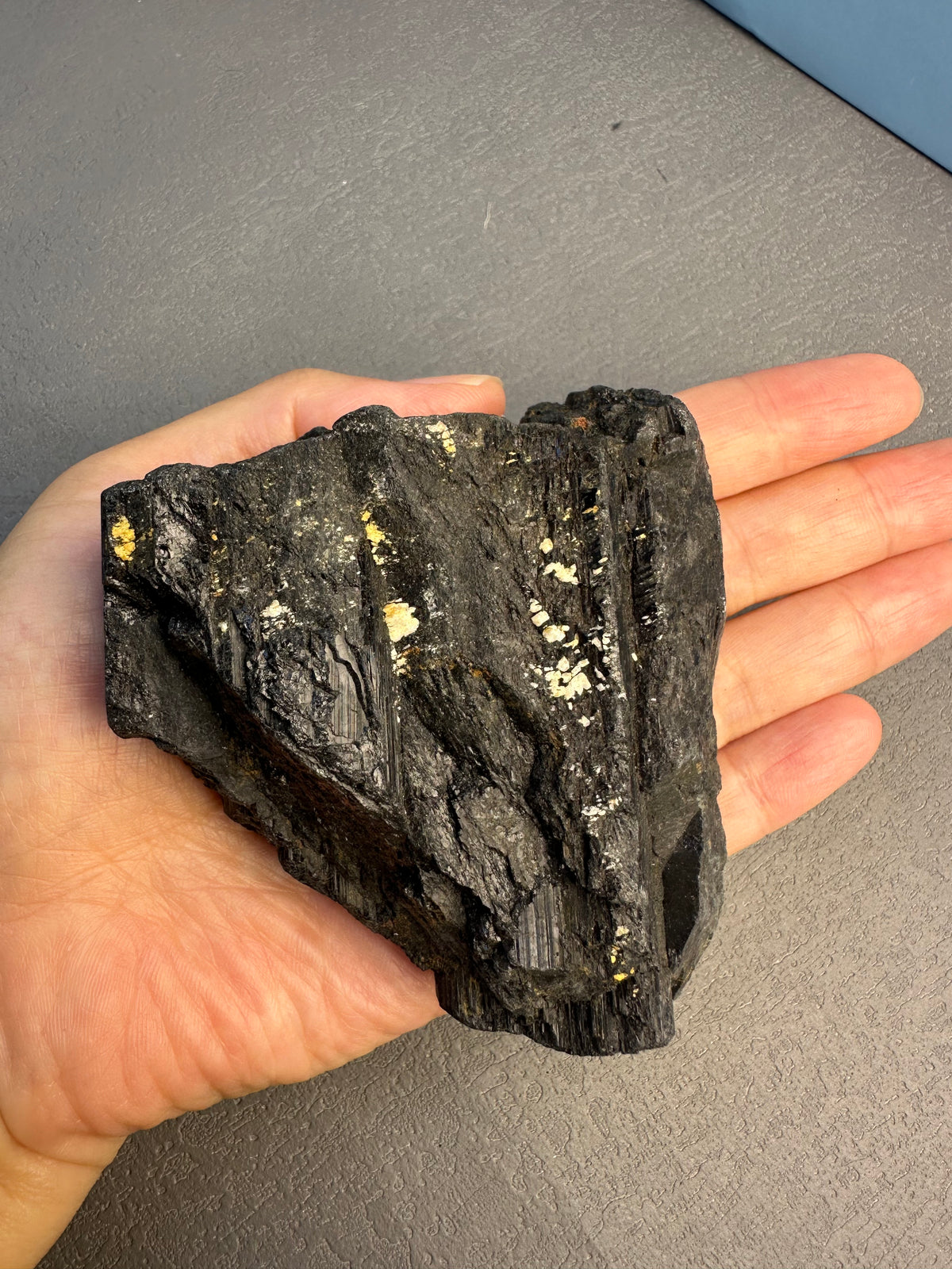Black tourmaline chunk for crystal collection and home display