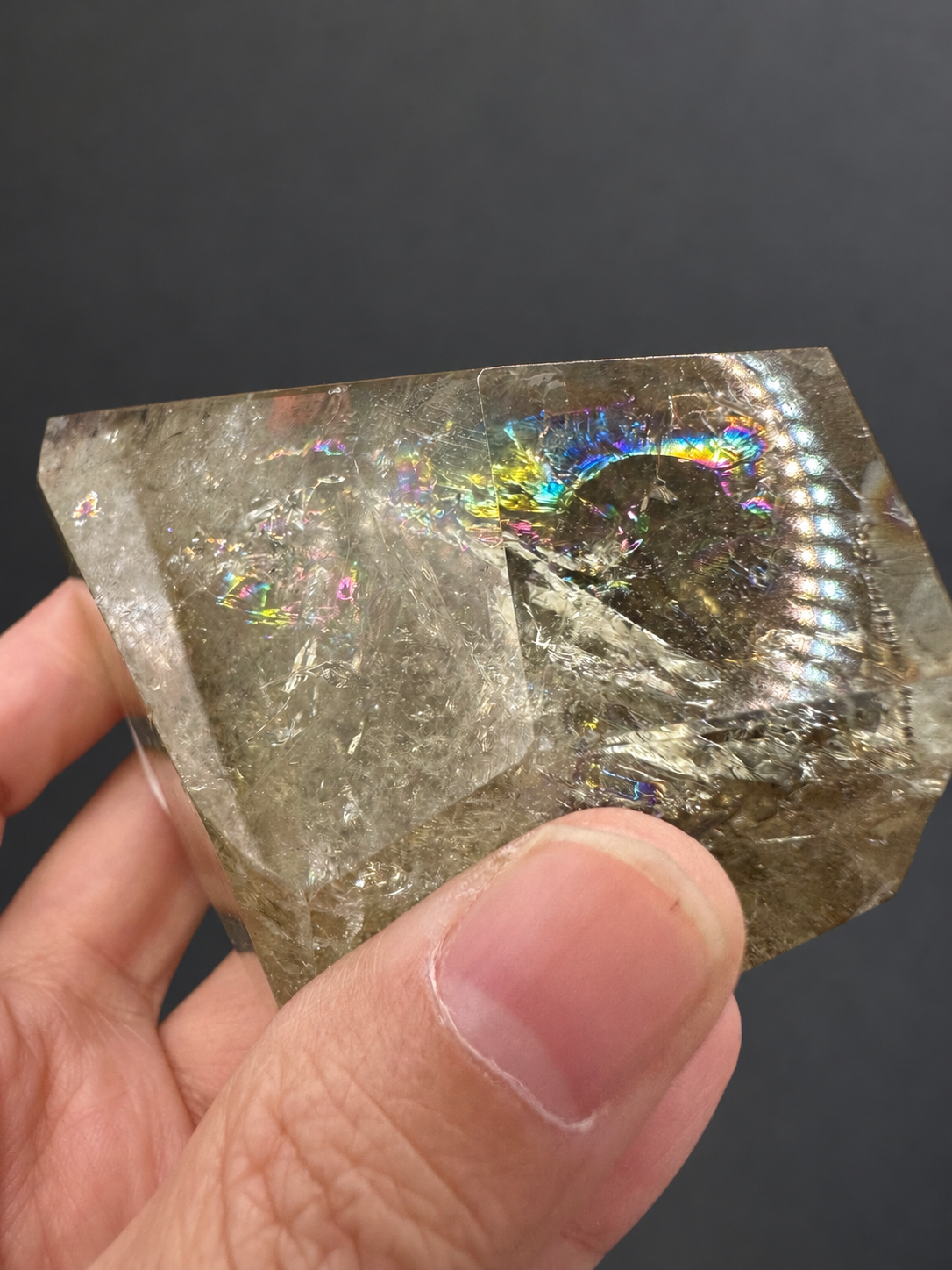 Brazilian citrine freeform No.13, 242g, held in hand — view 5