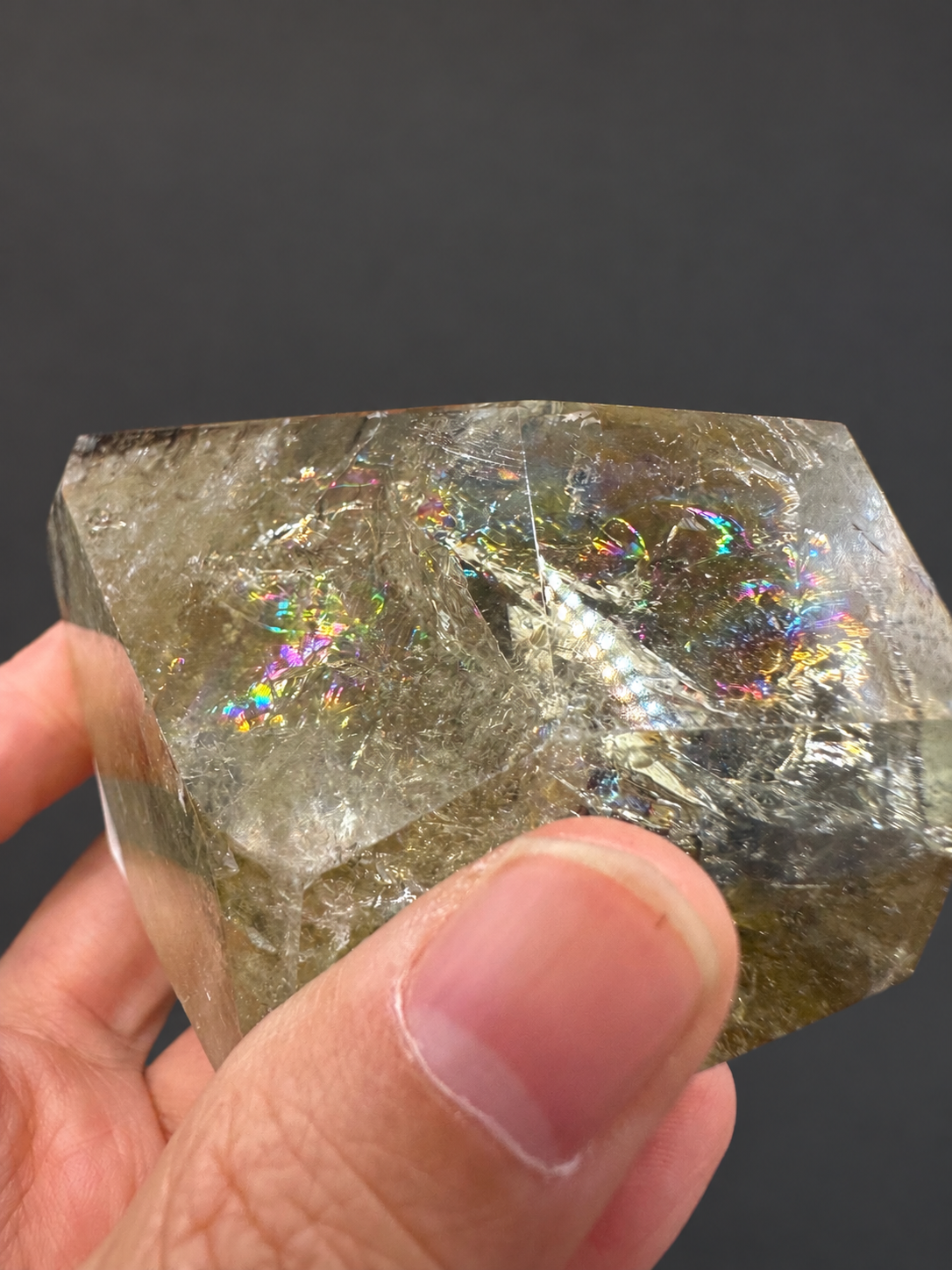 Brazilian citrine freeform No.13, 242g, held in hand — view 6