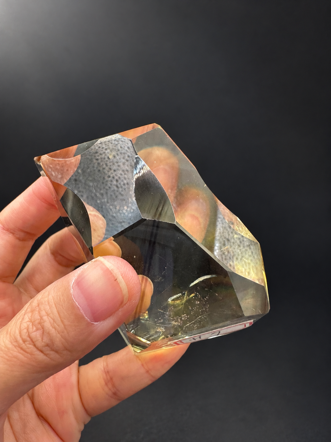 Back and base detail of fine-cut Brazilian citrine freeform No.9