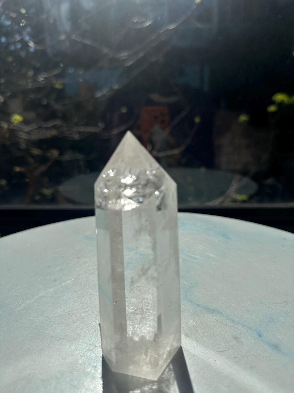 267g Brazilian clear quartz tower, polished facets and natural internal clarity, exact piece #45