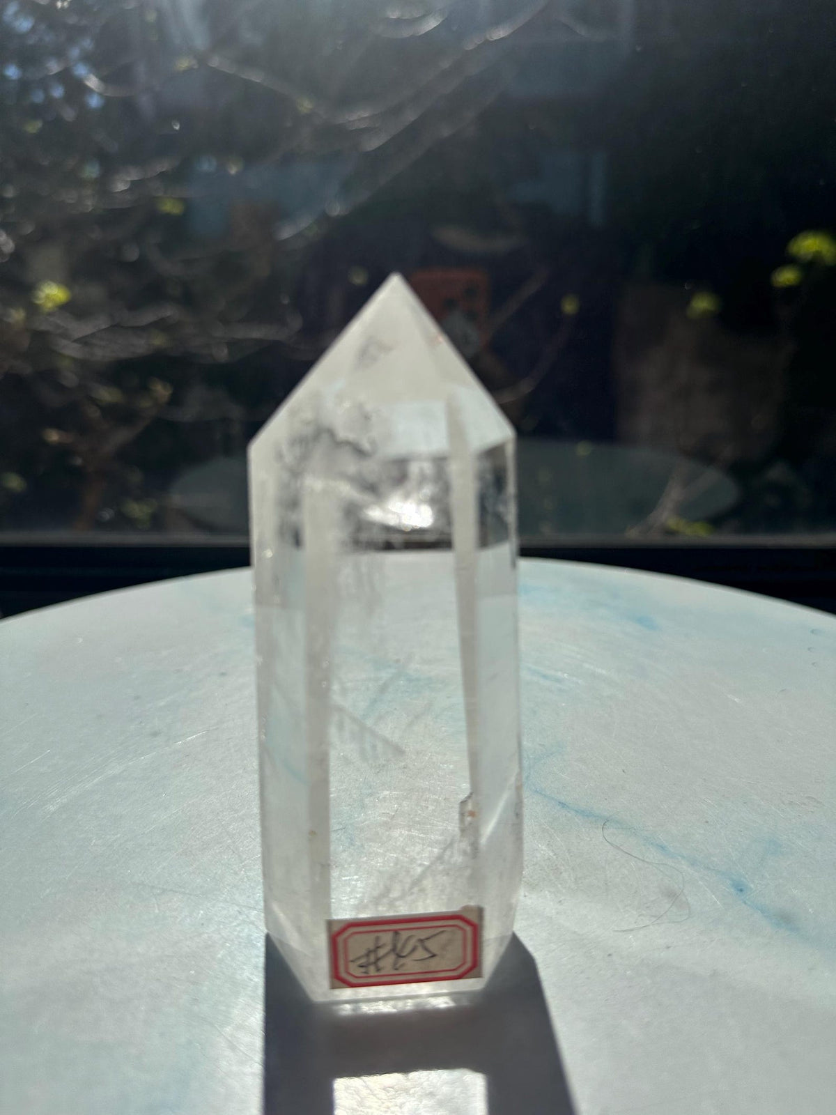 267g Brazilian clear quartz tower, full tower profile, exact piece #45