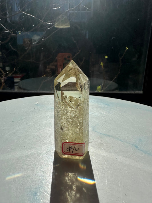 Natural Brazilian citrine tower #10 with rainbow – view 01