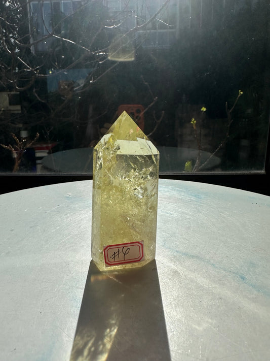Natural Brazilian citrine tower #4, front view