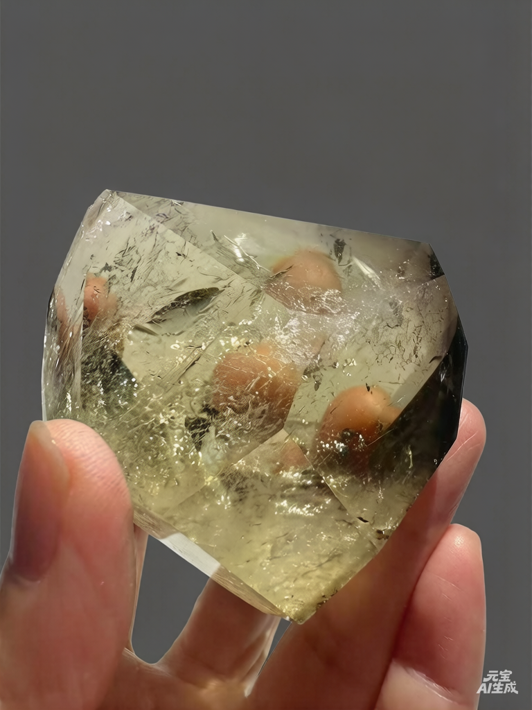 Citrine Freeform with Vivid Rainbows, Exact Piece #13 – profile view