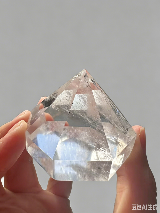 GEOMETRIC CLEAR QUARTZ "DIAMOND" | Professional Faceted Cut | Natural Earth Specimen #2