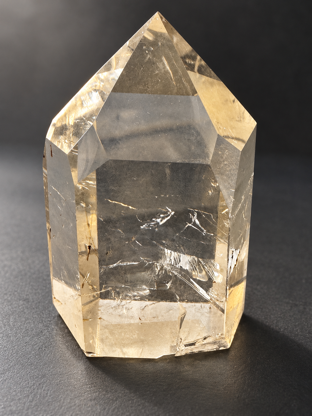 Natural Congo citrine No.12, 194g — close view of actual internal fractures
