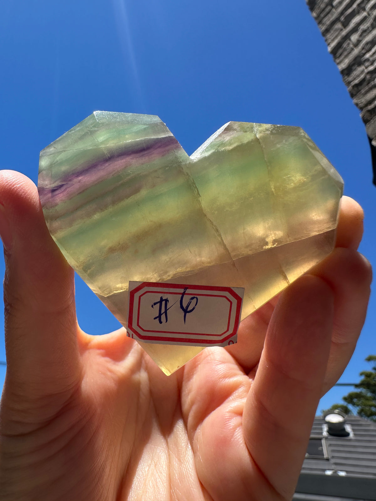 Feather Fluorite Heart – 85g #4 — exact crystal, view 8 of 8