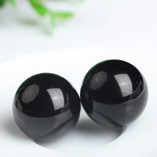 Natural Black Obsidian sphere for desk shelf or crystal display