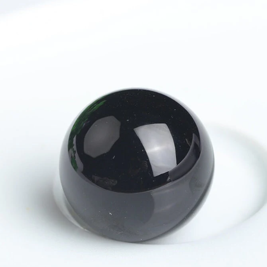 Polished Black Obsidian crystal ball in deep glossy black