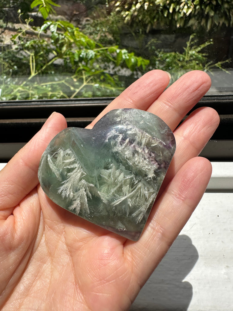 Balan Rares Unique Rare Feather Fluorite Heart Healing Crystal for Emotional Balan ...