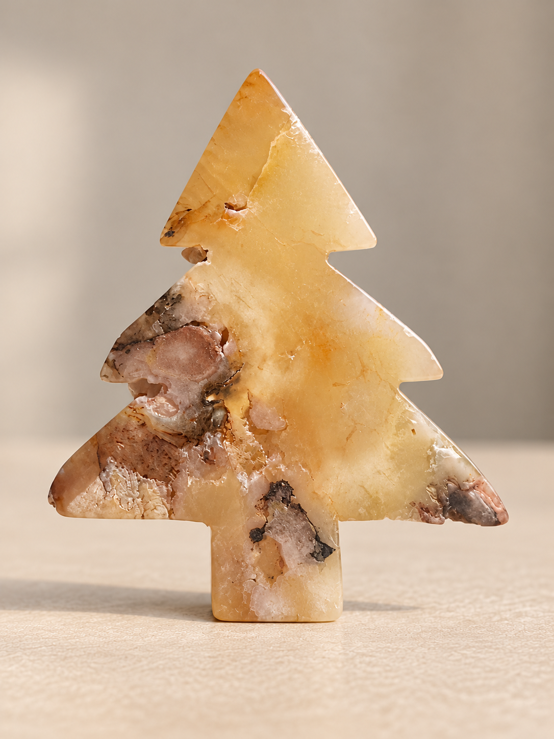 Honey-toned Flower Agate tree carving