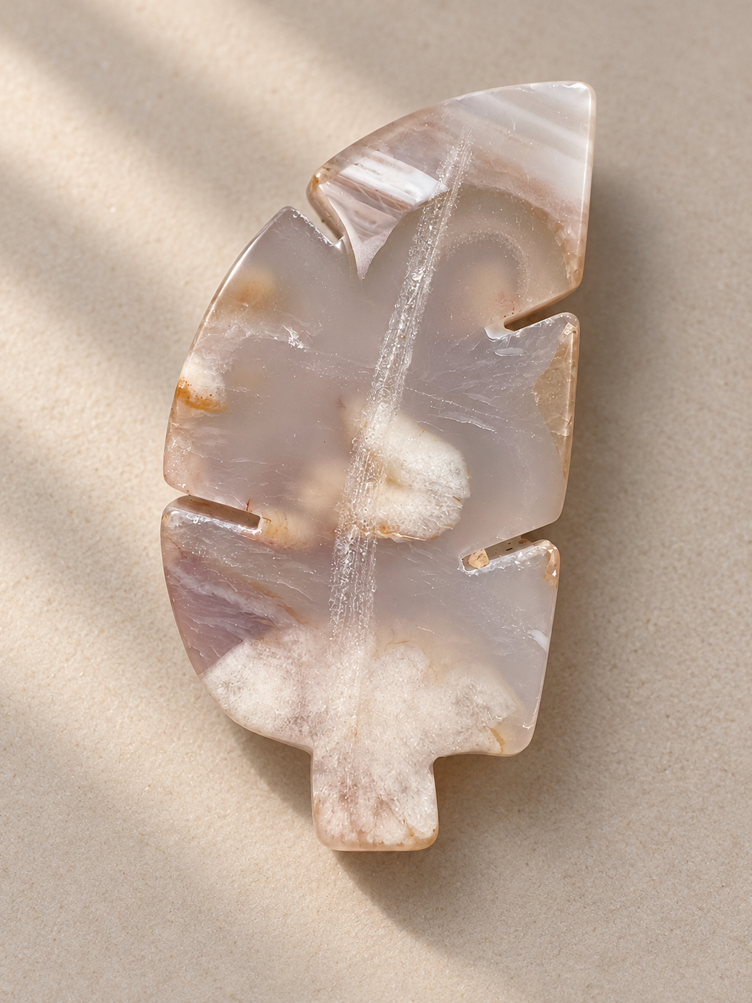 Natural Flower Agate botanical tree carving, soft indoor light, photo 3