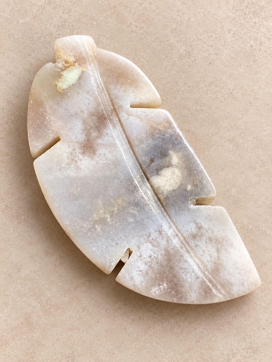 Natural Flower Agate botanical tree carving, soft indoor light, photo 5