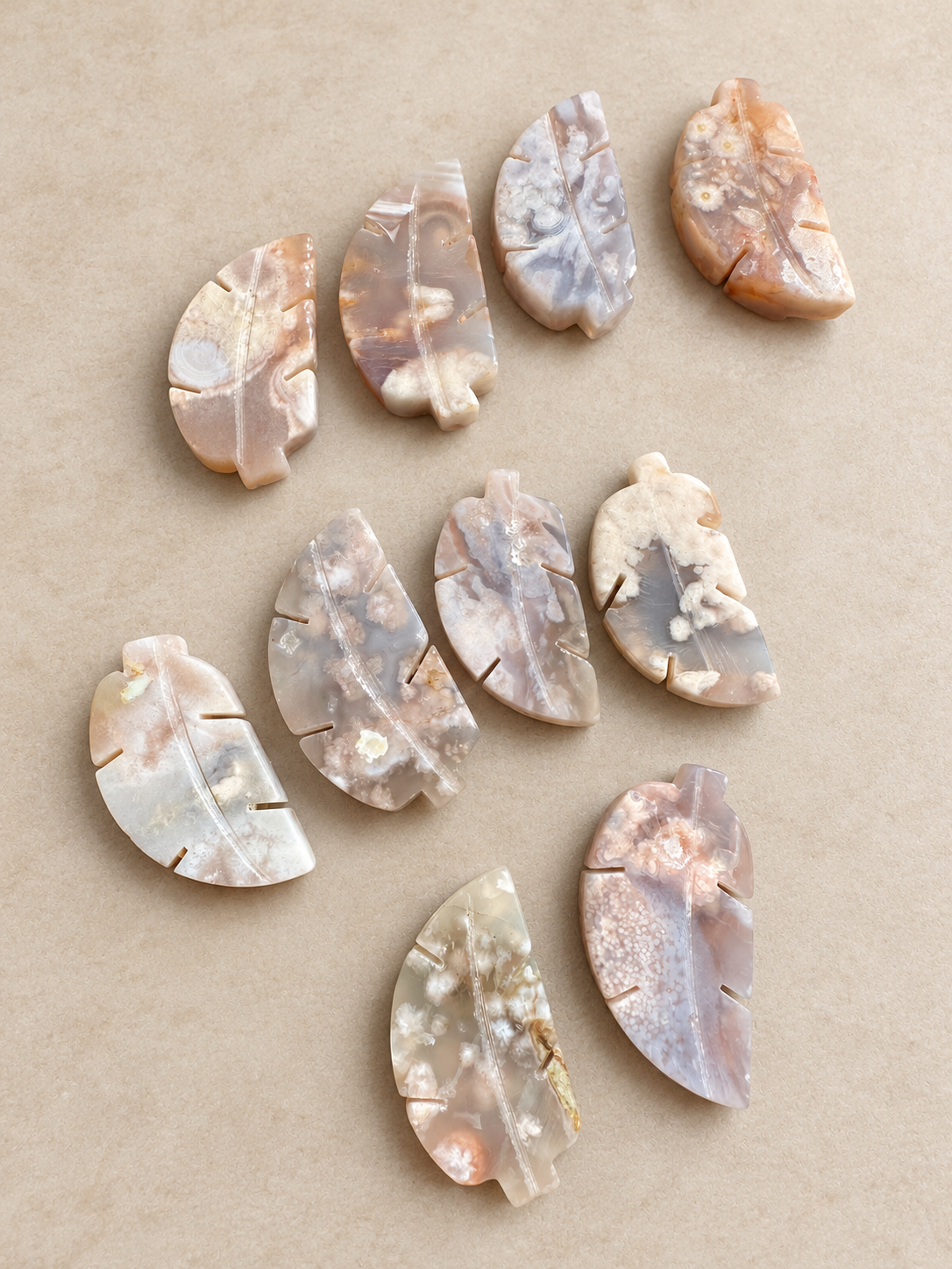 Natural Flower Agate botanical tree carving, soft indoor light, photo 7