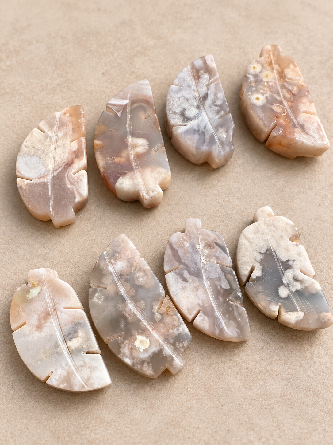 Natural Flower Agate botanical tree carving, soft indoor light, photo 8