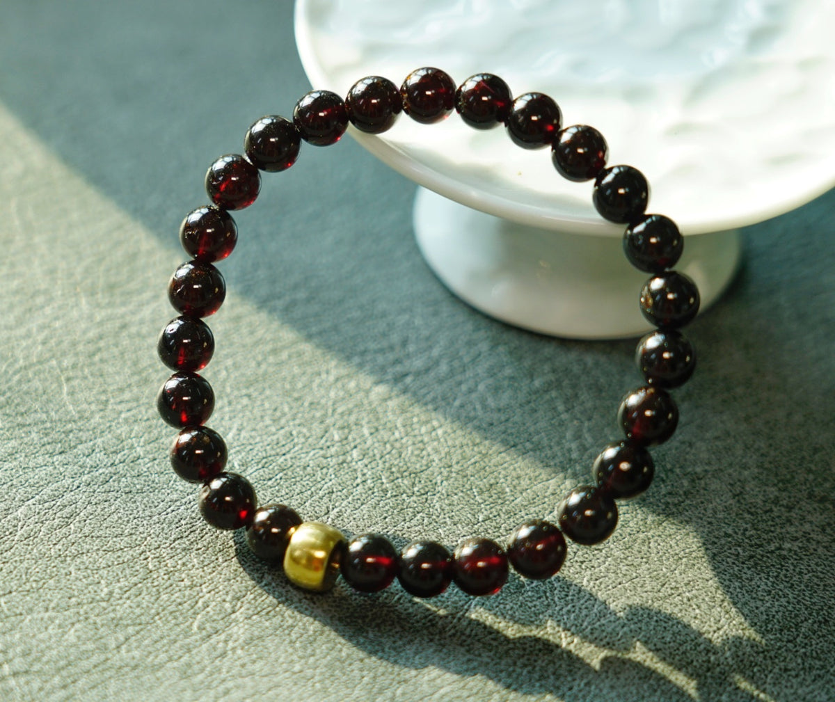 Garnet Bracelet – Natural 7mm Stretch Beads product photo 6