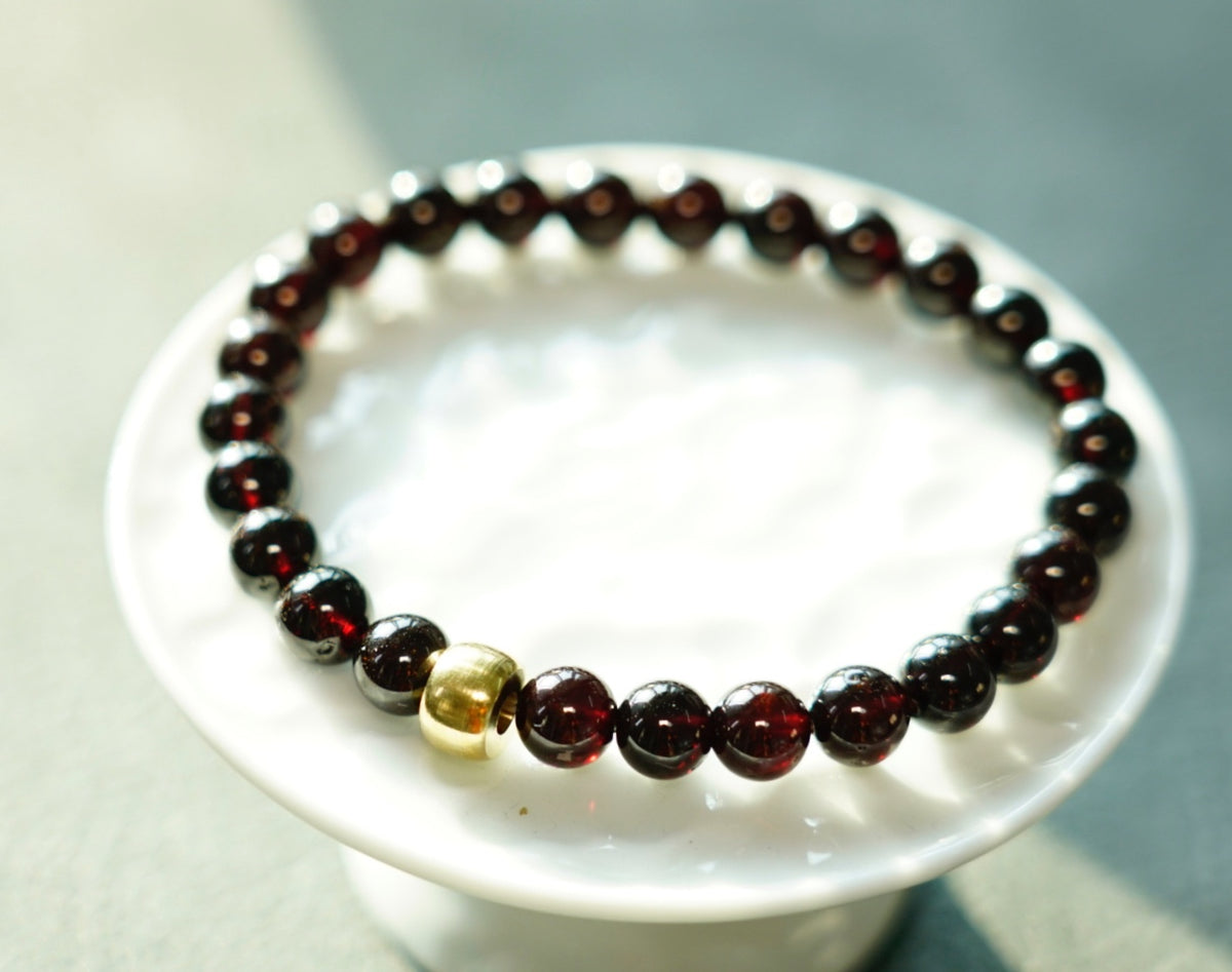 Garnet Bracelet – Natural 7mm Stretch Beads product photo 2