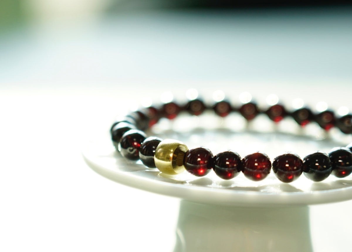 Garnet Bracelet – Natural 7mm Stretch Beads product photo 1