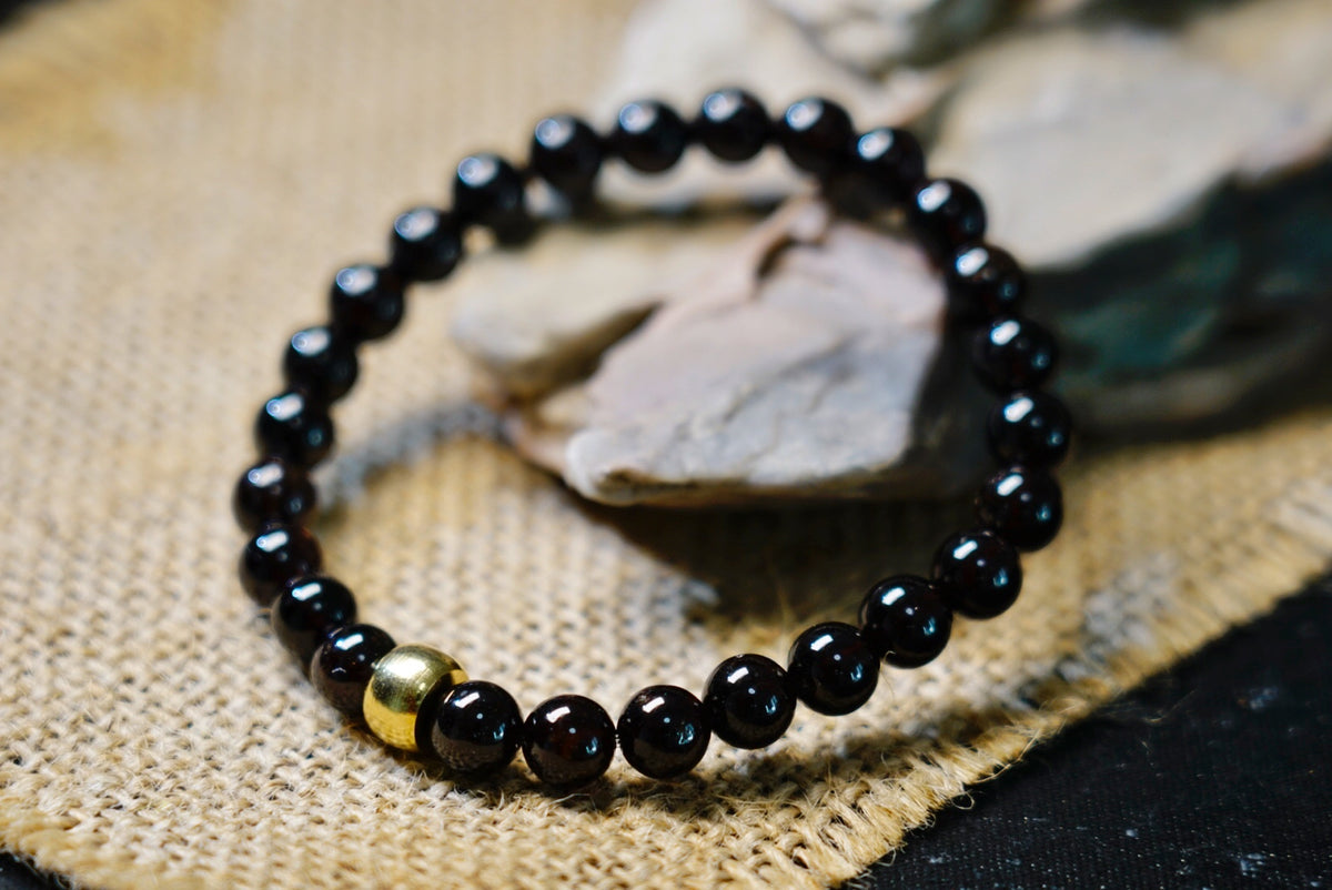 Garnet Bracelet – Natural 7mm Stretch Beads product photo 5