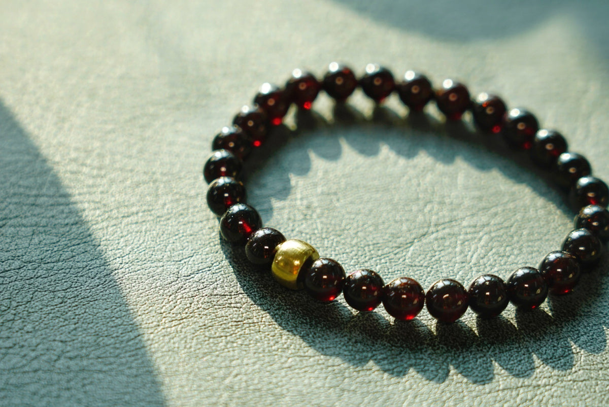 Garnet Bracelet – Natural 7mm Stretch Beads product photo 8