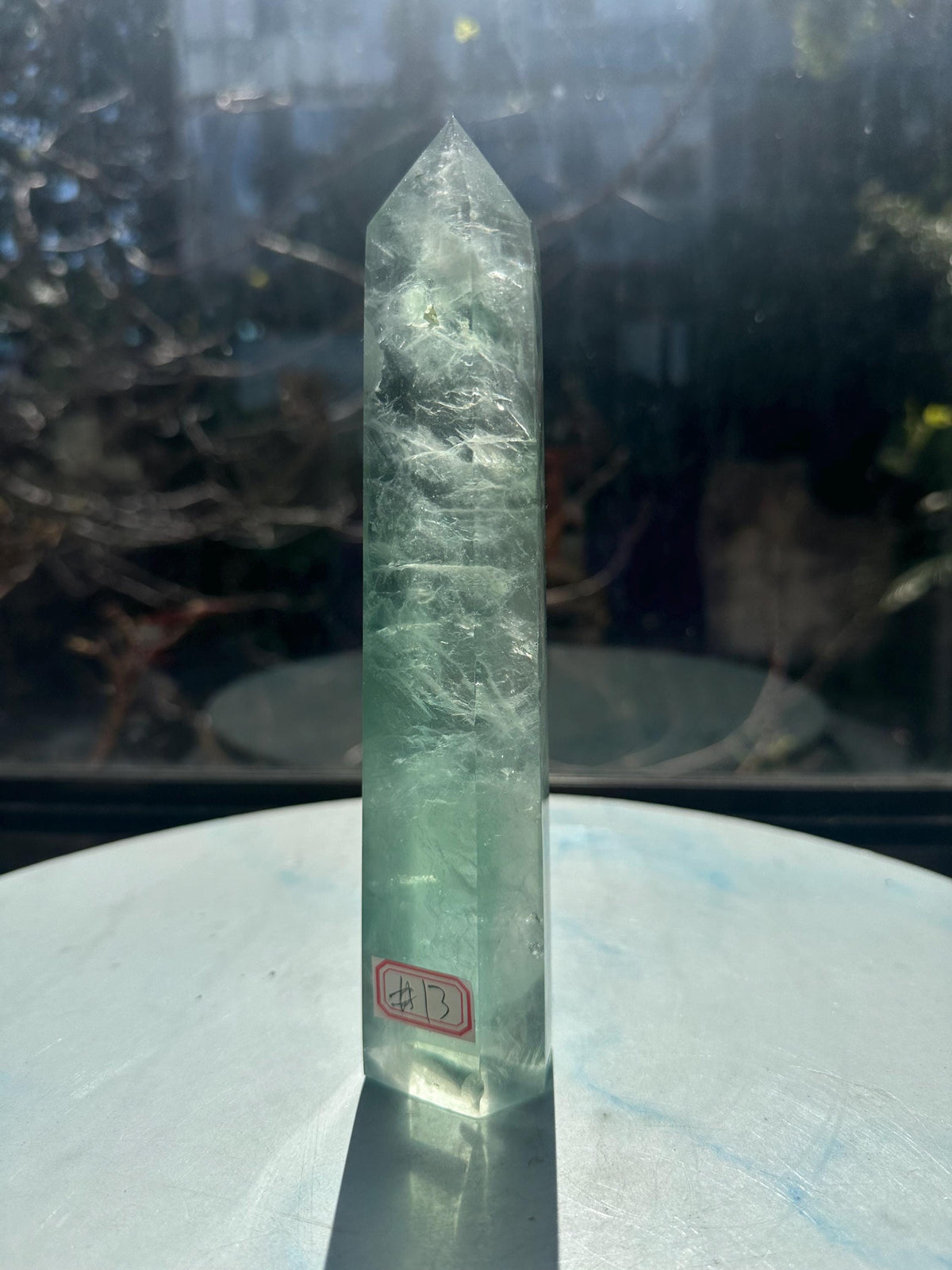 Close detail of natural growth banding in Fluorite tower #13