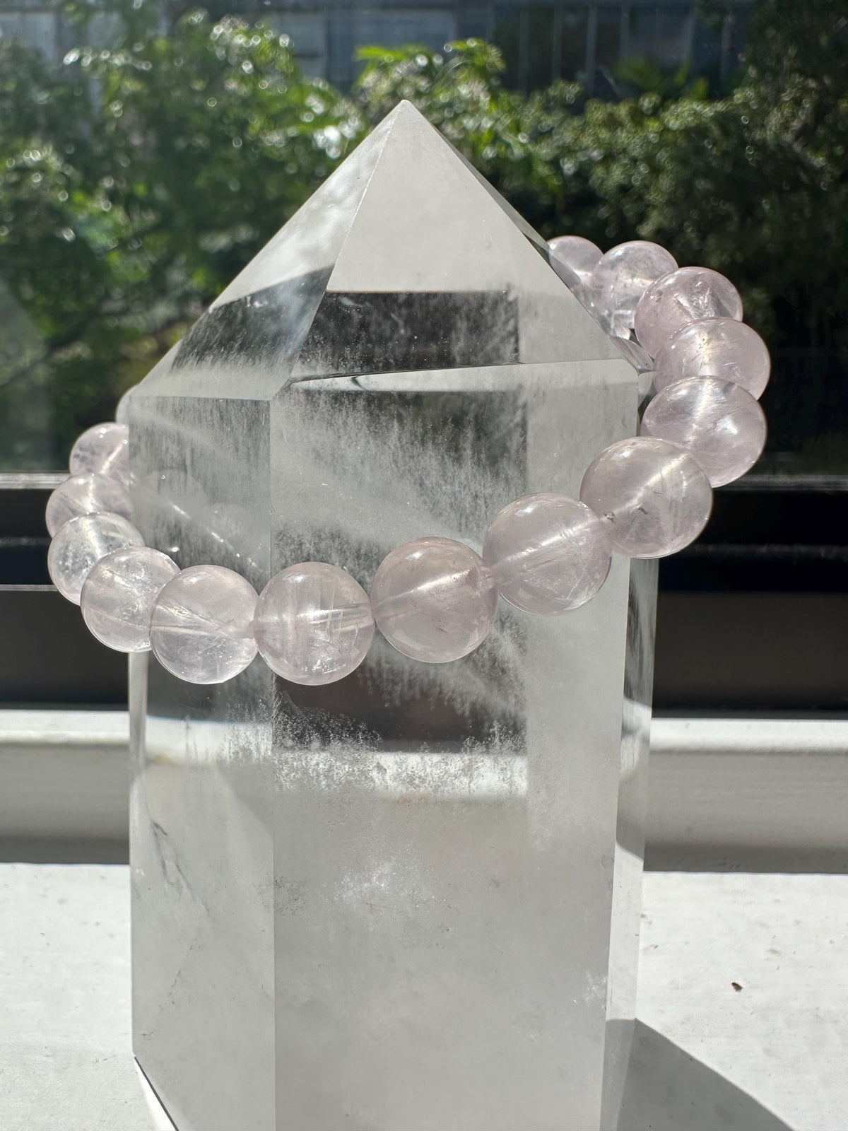 Mozambique Rose Quartz Bracelet | 8mm Beads & Gold-Plated Spacers