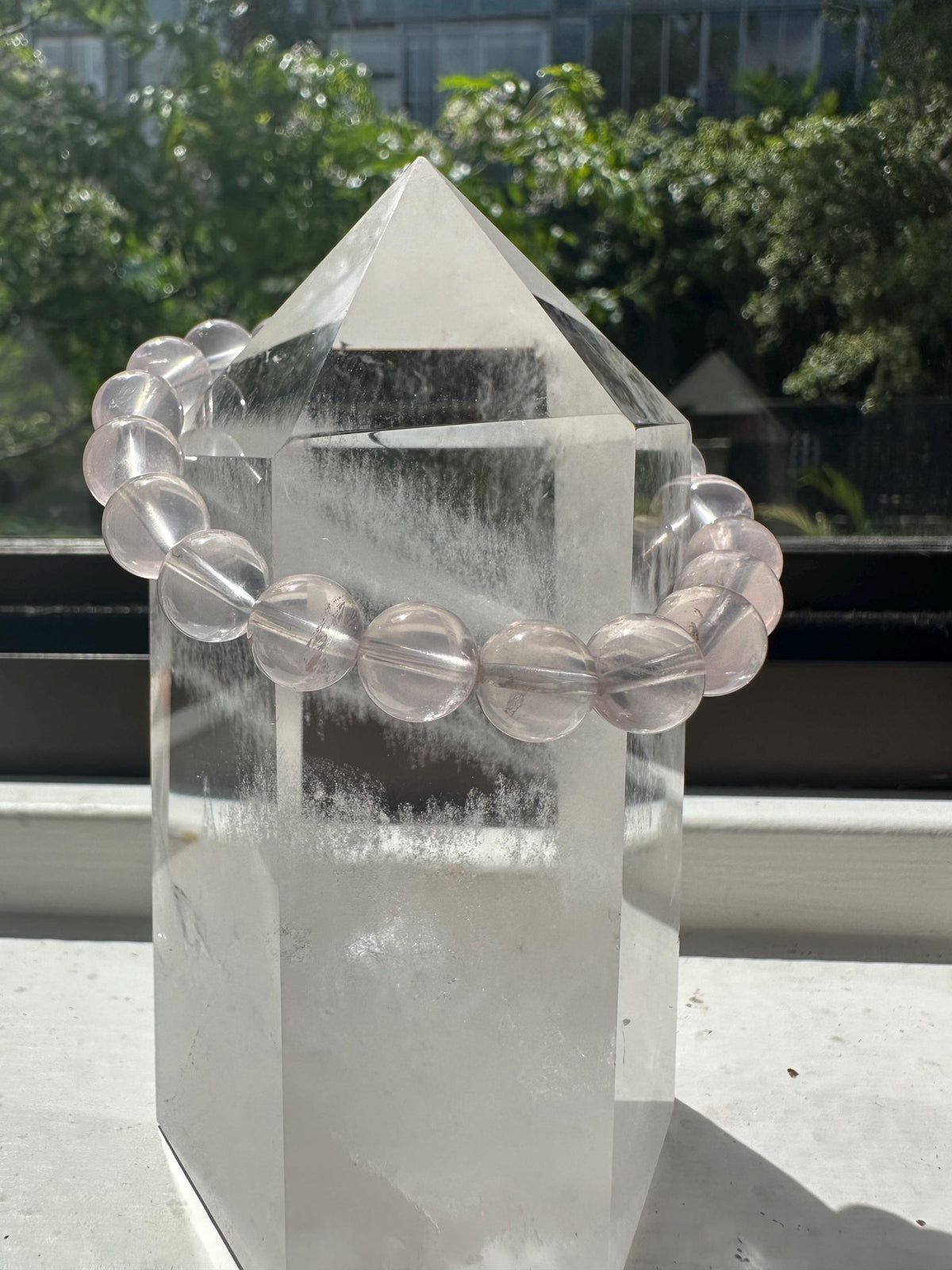 Mozambique Rose Quartz Bracelet | 8mm Beads & Gold-Plated Spacers