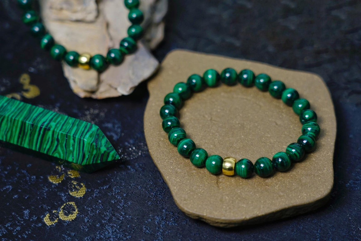 Malachite Bracelet | Natural 8mm Green Stone Beads