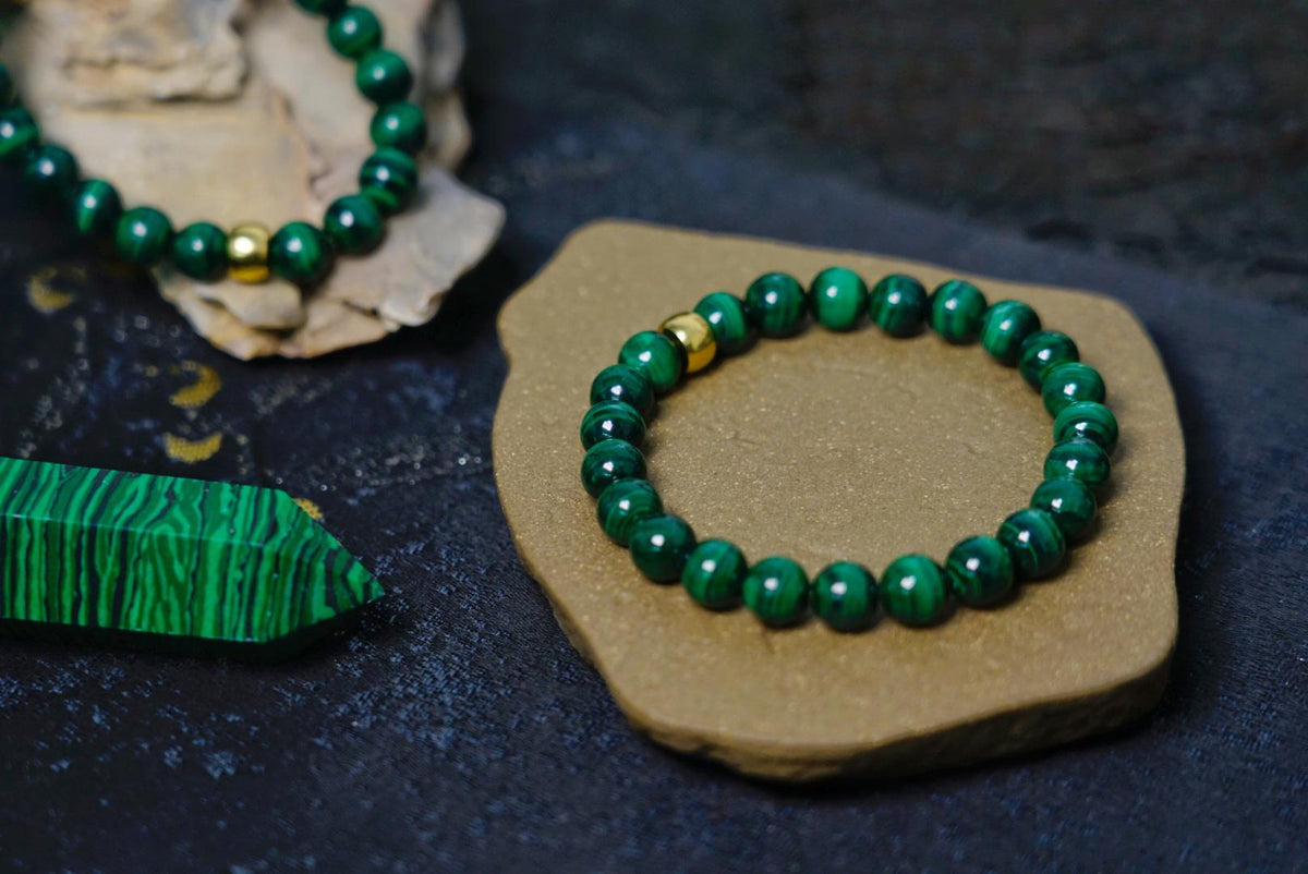 Malachite Bracelet | Natural 8mm Green Stone Beads