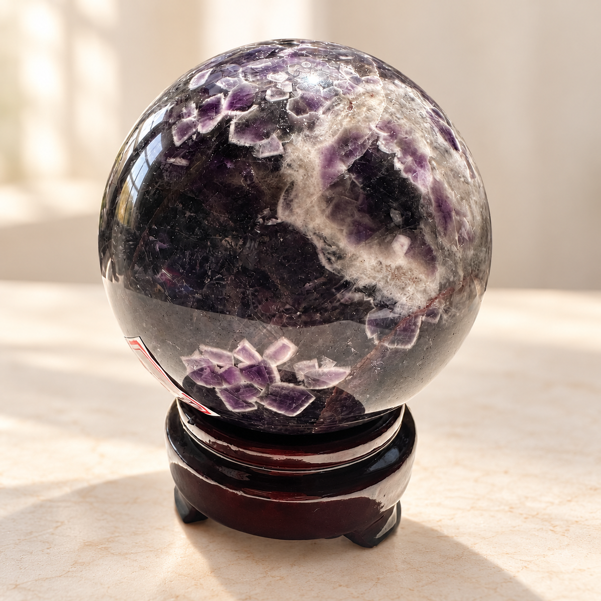 Large Madagascar Dream Amethyst sphere #2, 1.06kg, 9.5cm / 3.74in, detail