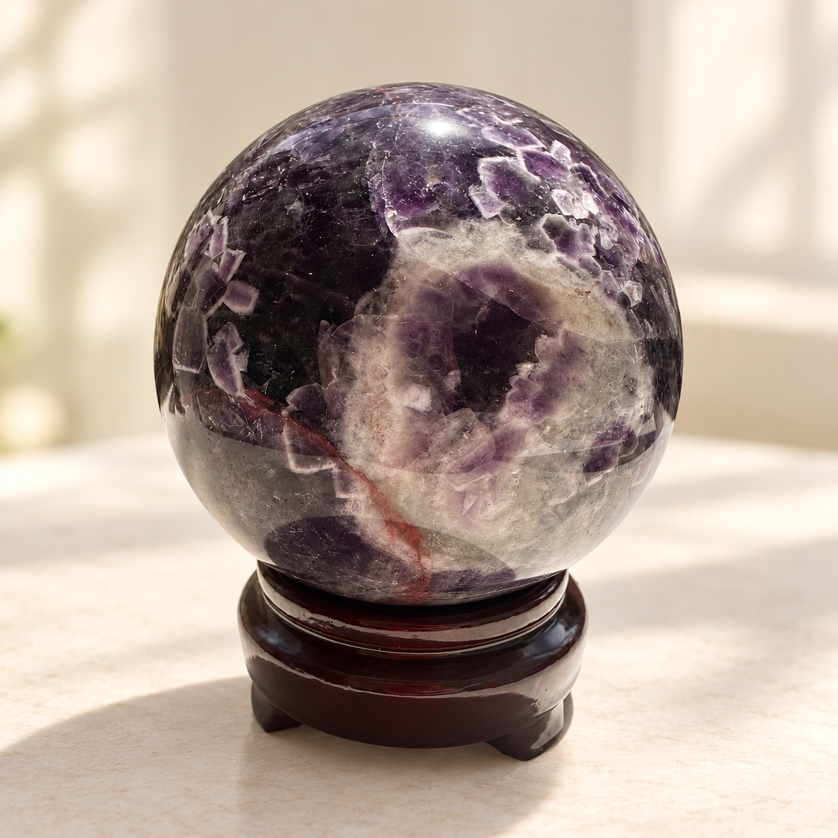 Large Madagascar Dream Amethyst sphere #2, 1.06kg, 9.5cm / 3.74in, flower