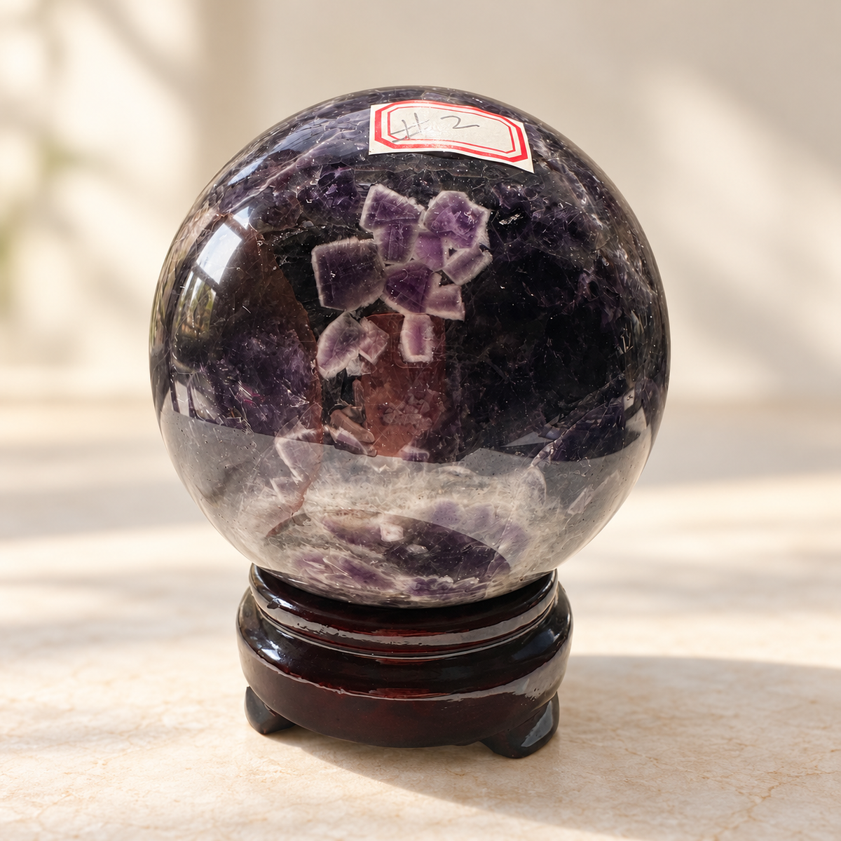 Large Madagascar Dream Amethyst sphere #2, 1.06kg, 9.5cm / 3.74in, number