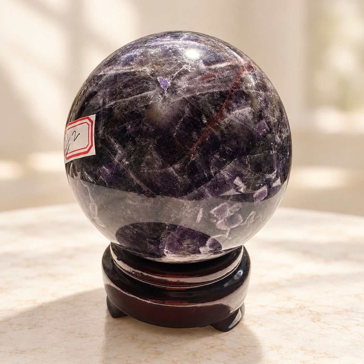 Large Madagascar Dream Amethyst sphere #2, 1.06kg, 9.5cm / 3.74in, reverse