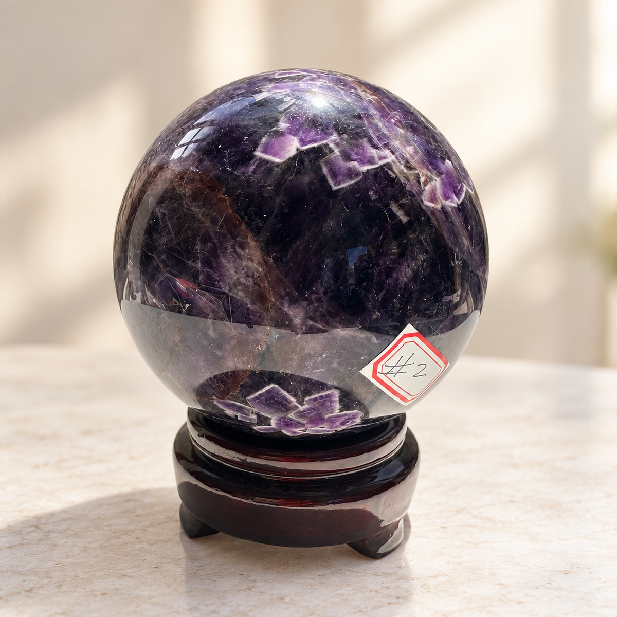 Large Madagascar Dream Amethyst sphere #2, 1.06kg, 9.5cm / 3.74in, side