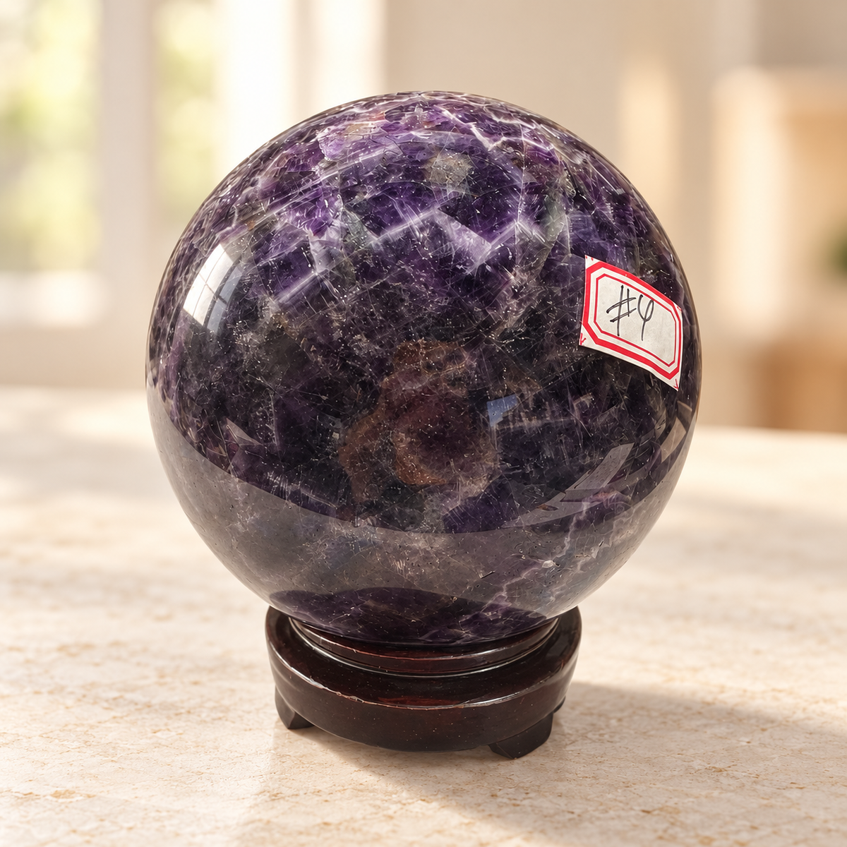 Large Madagascar Dream Amethyst sphere #4, 1.3kg, 10cm / 3.94in, dark-side