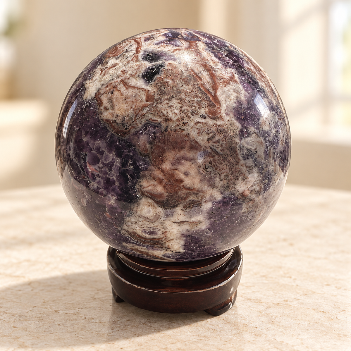 Large Madagascar Dream Amethyst sphere #4, 1.3kg, 10cm / 3.94in, inclusions