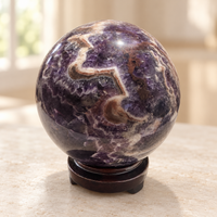 Large Chevron Amethyst Sphere with Stand, Dream Amethyst Crystal Ball, Madagascar 1.3kg, 10cm/3.94in #4