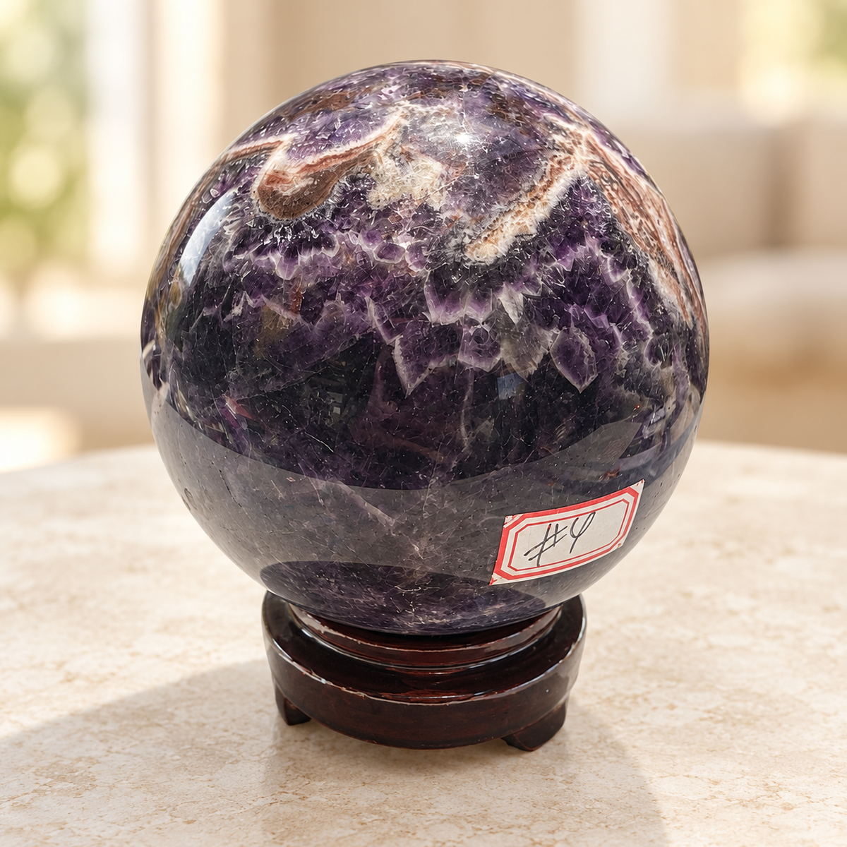Large Madagascar Dream Amethyst sphere #4, 1.3kg, 10cm / 3.94in, number-angle