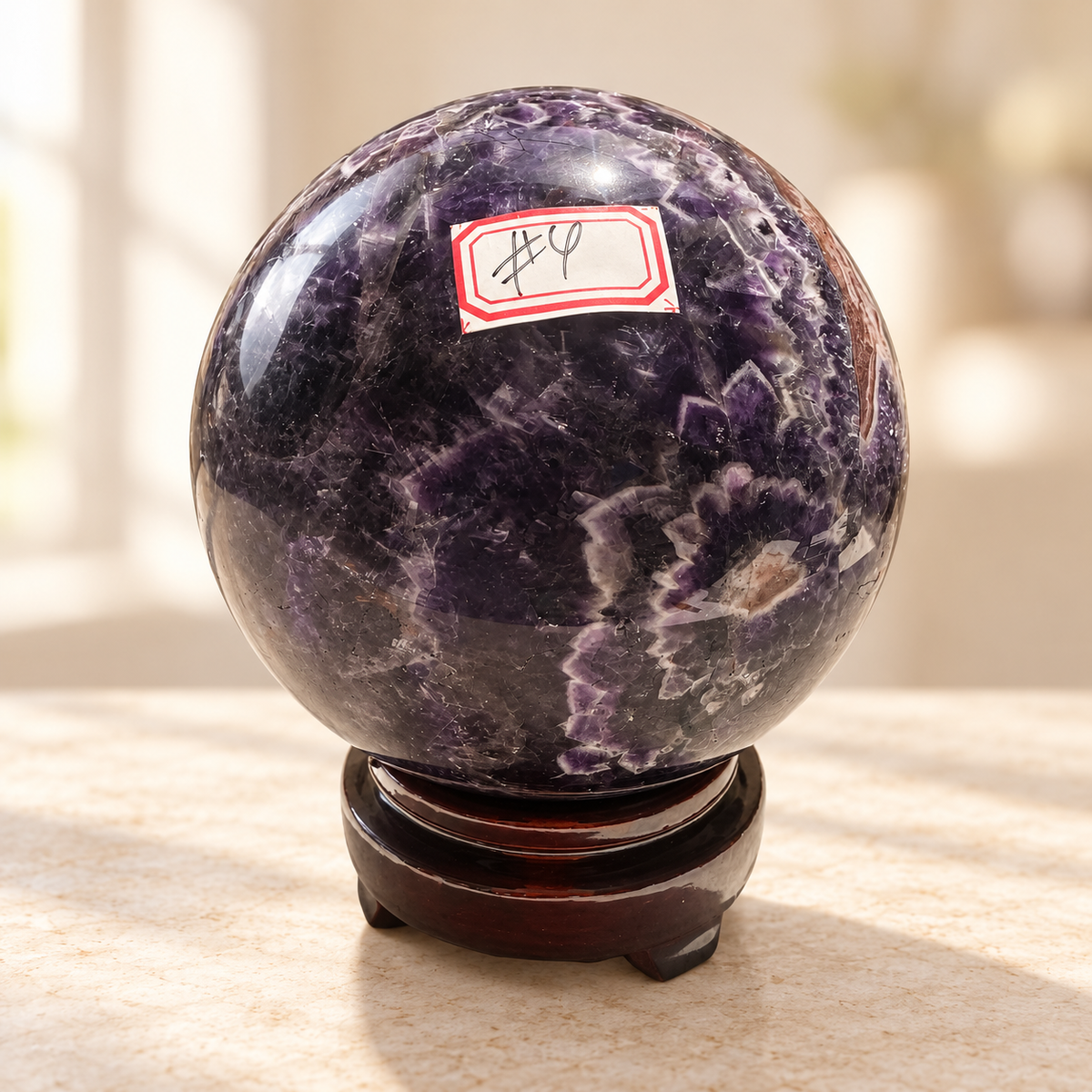 Large Madagascar Dream Amethyst sphere #4, 1.3kg, 10cm / 3.94in, number